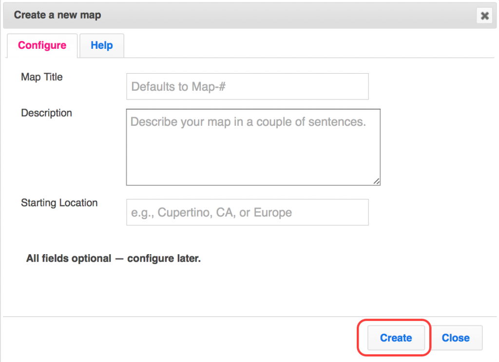 Create a map configuration in ZeeMaps