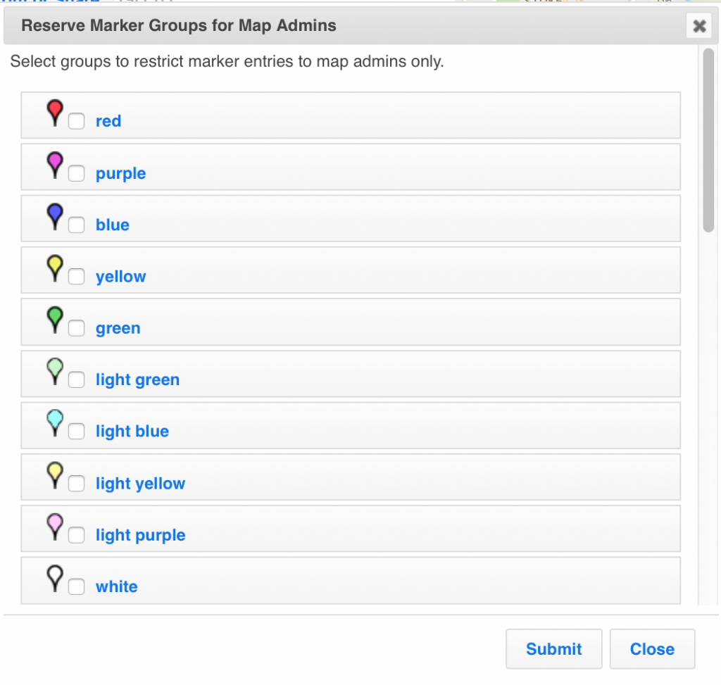Reserve marker groups for ZeeMaps admins