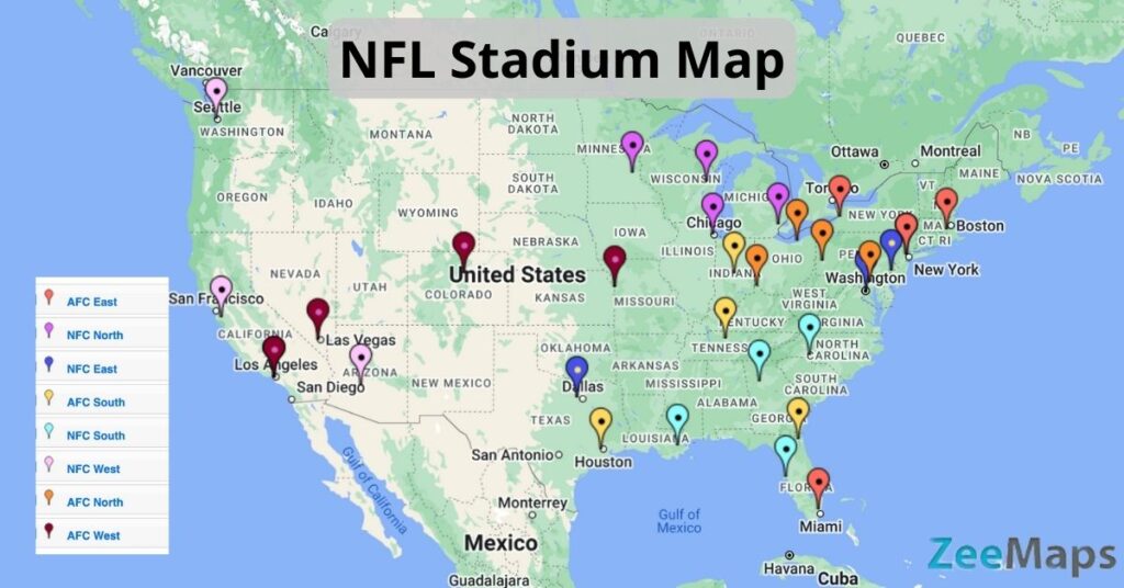 NFL stadium map