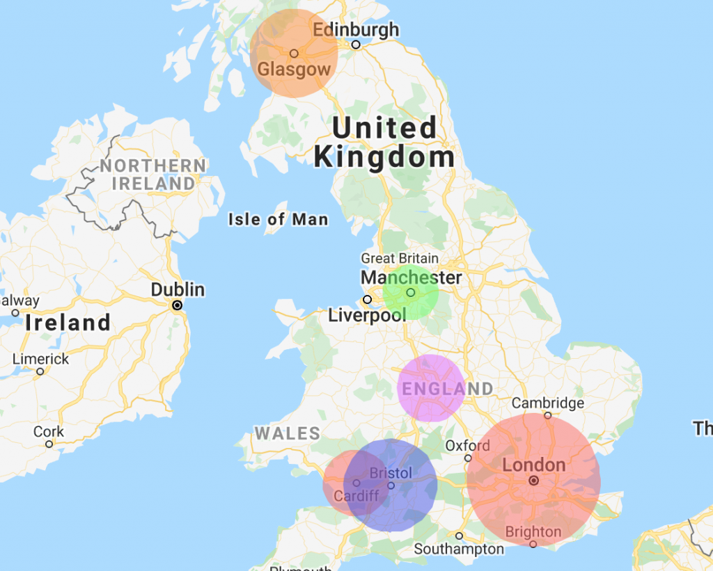 Radius Map of the U.K.