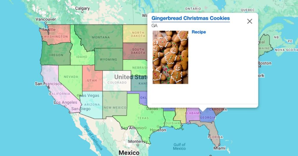 Christmas Cookie map - showing Georgia